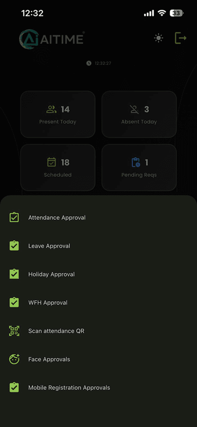 Approval menu mobile app - AiTIME