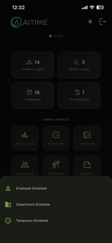 Employee schedule menu mobile app - AiTIME