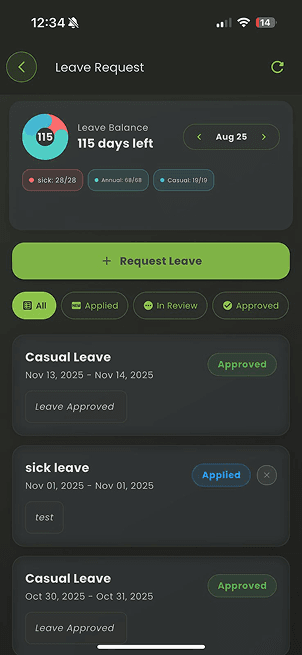 Leave request mobile app - AiTIME
