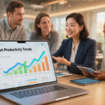 diverse team of professionals working happily in a collaborative open workspace