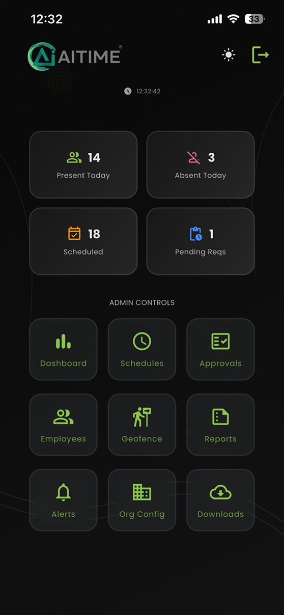attendance dashboard mobile app - aitime