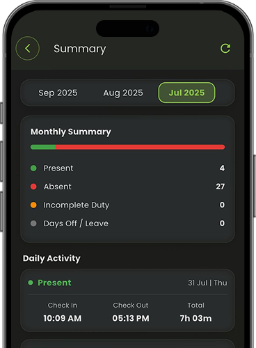 attendance summary mobile app aitime