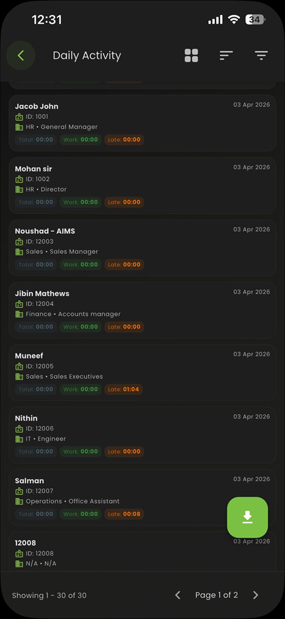 daily activity report mobile app - aitime