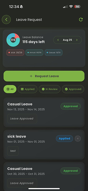 leave request mobile app - aitime